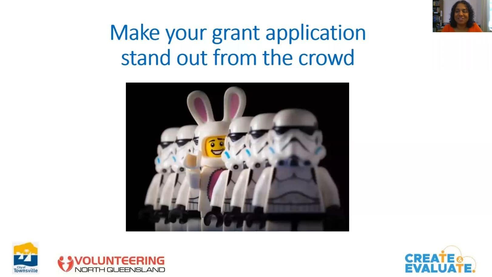 Screenshot of a grant writing training video by Renée Madsen